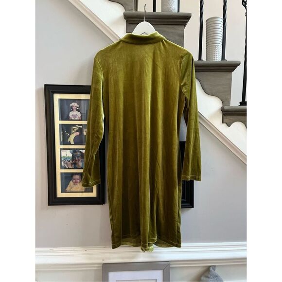 Madison & Hudson Moss Green Ruched Bust Velvet MIDI Dress sz L EUC - Picture 5 of 6